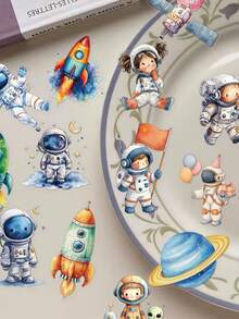 50pcs Astronaut Stickers For Notebook, Phone Case, Diary, Scrapbook, Window, Skateboard, Luggage, Fridge, New Year Gift