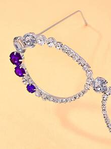 1pc New Rhinestone Eyeglass Frame Without Lenses, Funny Foldable Eyeglasses Frame