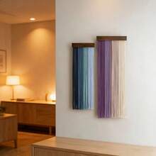 1pc Macrame Wall Hanging, Boho Style Wooden Board Colorful Tassel Wall Decor, Minimalist Large Handmade Tassel Backdrop, Headboard, Wall Tapestry - Multicolor - View 10