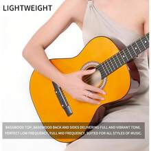Odwmwhuh 38in Acoustic Guitar Travel Guitar Beginner Introductory Practice Guitar For Teens Students With Soft Case - Orange - View 4