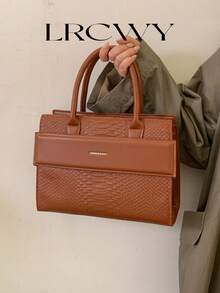 Women's Tote Bag, Large Capacity, Fashion & Elegant Crocodile Embossed, Suitable For Shopping, Commuting, Business, Can Be Worn Crossbody, Brown Color, Suitable For Women, Girls, College Students