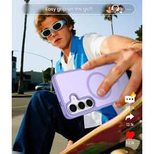 For Samsung Galaxy S25 FE Case: Magnetic Translucent Matte Military Grade Drop Proof Protection Cell Phone Cover - Slim Rugged Durable Shockproof Protective S25Fe Cases (Purple-6.7 Inch) - 紫色的 - 查看 9
