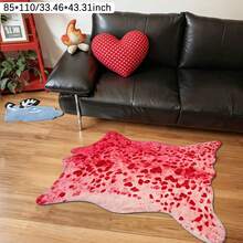 1 buc. Covor decorativ de Ziua Îndrăgostiților, cu imprimeu leopard roz neregulat, cașmir artificial, bază albă, material moale și confortabil, rezistent la decolorare și șifonare, potrivit pentru sufragerie, dormitor și alte decorațiuni de cameră - Multicolor - Vizualizare 10