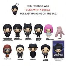 Netflix 1PC Wednesday Series Keychain Blind Bags Mystery Mini Figure Random Anime Action Figures Accessories Horror Anime Character Horror Bag Charms Collectible Ornament Surprise Gifts - Purple - View 6