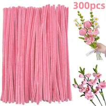 100/200/300 根粉色毛根条，粗毛根条，粉色毛根条工艺品毛根条，工艺品材料，粗工艺棒，蓬松毛线装饰项目，用于艺术和工艺项目创意 DIY 装饰（粉色） - 彩色 - 查看 13