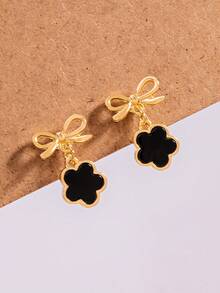 1 Đôi bông tai kẹp hình nơ ruy băng, bông tai kẹp hình nơ độc đáo, bông tai hoa 5 cánh không cần xỏ lỗ dành cho nữ - Phong cách 2 - Xem 4