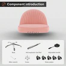 sillas de cambiador de terciopelo con altura ajustable con parte trasera para recámara,  Taburete giratorio de oficina, hogar, maquillaje, dibujo cosmético (rosa) - por defecto - Ver 7