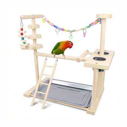 1件随机颜色和款式发货，木制鸟架栖木，鹦鹉及其他鸟类训练平台，落地式鸟舍配件