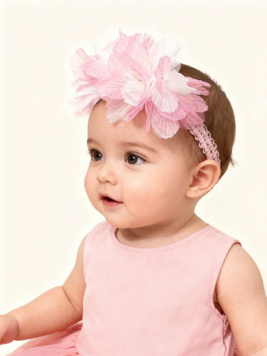 1pc Newborn Baby Girl Oversized Floral Sweet & Cute Headband, Princess Headband Hair Accessory, Suitable For Gift, Party, Daily Wear - Multicolor - View 1
