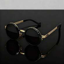1 pieza Gafas de moda de unicolor estilo retro con estilo, lentes giratorias - brillo ajustable, marco de aleación, lentes TAC de color negro y gris - Multicolor - Ver 21