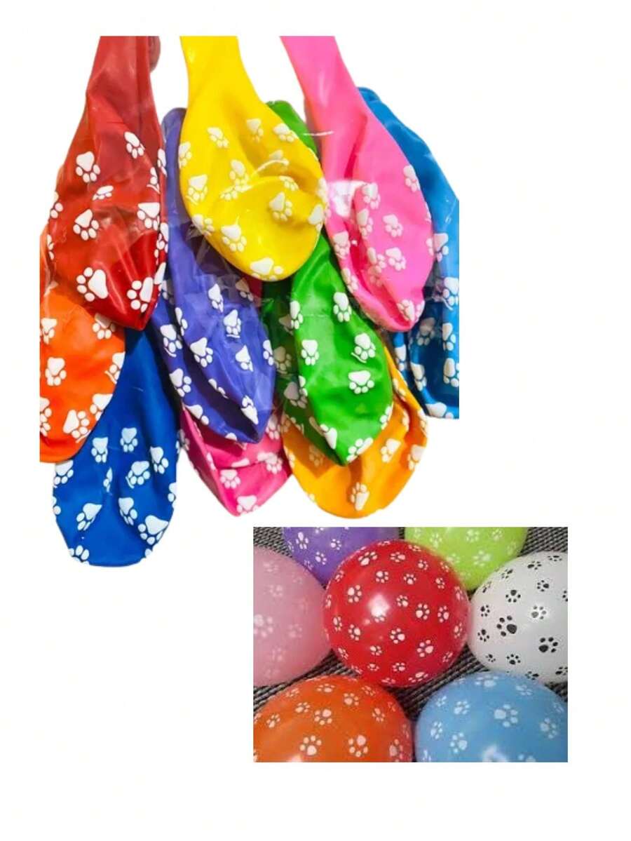 Globo de Latex Estampados Huellas de Perro Colores O Blanco A Elegir Fiesta Decoracion Adorno Fiesta Perruna  con 25pzs