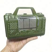 1pc Portable Bird Cage, Durable Plastic, Breathable Mesh Windows, Lightweight & Easy To Clean | Ideal For Parrots, Lizards, Hamsters - Green, Small Pet Travel Carrier, Outdoor Exploration, Insect Observation Handheld Case, Holiday Gift