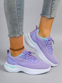 STEPREACH 女士春季新款休闲运动鞋，时尚透气轻便防滑耐穿运动鞋，平底乐福鞋 - 紫羅蘭色 - 查看 5