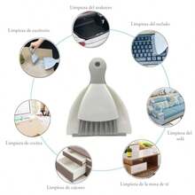 Timotech Mini Escoba y Recogedor Portátil Set de Cepillo y Recogedor de Mano Escoba Pequeña Cepillo de Limpieza para Hogar Interior Escobilla para Mesa y Mascotas - Blanco - Ver 7