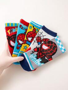 1/5 đôi tất ngắn mùa hè dành cho trẻ em/bé gái/bé trai với họa tiết Người Nhện Marvel, kiểu dáng thời trang, mềm mại và thoáng khí, phù hợp cho mặc hàng ngày, kỳ nghỉ, du lịch, đi học, màu sắc và kiểu dáng ngẫu nhiên. - Nhiều màu - Xem 2