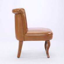 Genuine Leather Lounge Chair In Light Brown – Solid Rubberwood Legs, Comfortable Living Room Armchair - Light Brown - View 3