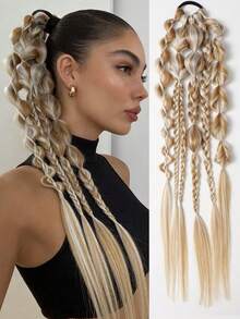 Extensiones de cabello hechas a mano de 24 pulgadas con trenzas de burbuja de colores mixtos - Estilo de vacaciones, adecuadas para todo tipo de cabello - Multicolor - Ver 12