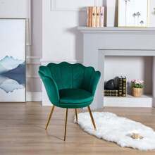 WAHSON OFFICE CHAIRS Poltrona Wahson in velluto 1PC Poltrona a conchiglia con gambe dorate, comoda poltrona da camera da letto Poltrona relax per soggiorno/camera da letto - Verde smeraldo - Visualizzare 8