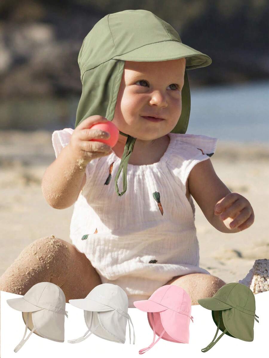 1件婴儿UPF 50+速干连帽防晒斗篷，轻便透气沙滩帽，适合户外游泳、徒步旅行和夏季活动 - 1PC - 查看 1