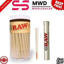 RAW Organic Pre-Rolled Cones 100 Ct 1 1/4 Size 84mm W/ RAW Metal Storage Tube - As Pic - View 1