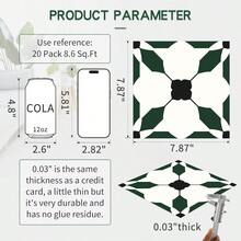 MORCART - Azulejos de piso de 8 x 8 pulgadas 20 baldosas de vinilo suelos de linóleo extraíbles e impermeables para inquilinos azulejos para baño cocina escalera verde - Verde - Ver 2