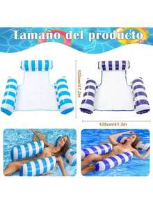 EstiloTendenciaHamaca De Agua Inflable 4 En 1, Paquete De 2 Hamaca Flotante Para Piscina, Inflable Alberca, Cama De Piscina Inflable Plegable Con 1 Bomba De Aire, Adecuado Para Juegos De Verano, Fiestas En La PlayaCalidad PremiumVersióN Mejorada - Dos válvulas (verde y azul) - Ver 5