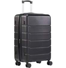 Durable Scratch-Resistant Hard Shell ABS Carry On Luggage - Ultra-Lightweight Expandable Rolling Suitcase With Smooth 360° Double Spinner Wheels & Sturdy Combination Lock, Ideal For Business Travel, Vacation, Weekend Getaways & Short Trips - 黑色 - 查看 1