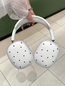 1 Pair Black Dot Pattern Frosted Translucent Over-Ear Headphone Case, Compatible With AirPods Max Protective Cover, Quick Ship Accessories, Gifts - Matte White - View 9