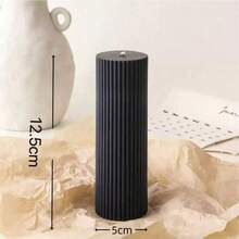 1 Set Ribbed Pillar Candles (1pc), 3 Inch Wide X 1.97 Inch, 3.94 Inch, 5.91 Inch, 7.87 Inch Tall, Large Soy Wax Scented Pillar Candles, Elegant Ribbed Modern Home Decor, Suitable For Bathroom And Living Room (Black) - Black - View 14