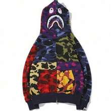 3D Digital Printing Shark Camouflage Sweater Spring And Autumn Zip-Up Hoodie Cardigan - EY221112L01 - Phối màu - Xem 3