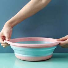 Foldable Wash Basin Set, Portable Plastic Basin Suitable For Travel, Camping, Laundry, Dorm Sink, Usable For Whole Family - Multicolor - View 8