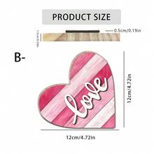 1 Stück rustikale Holz-Herzform Tischdekoration mit LOVE Design, geeignet für Zuhause, Büro, Café, Kamin, Wohnzimmer, Geschenk, Valentinstag Dekoration - Verschiedenfarbig - Übersicht 4