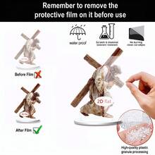 1/2pcs Acrylic Jesus Carrying Cross Figurine, 2D Flat Design, Not 3D Statue, Religious Christian Desktop Decor, Suitable For Easter Home Church Decoration, Prayer Room, Office Desk, Can Be Used As Gift - Multicolor - View 6
