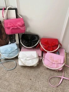 Sweet Lace Bow Pearl Mini Handbag Shoulder Bag - White - View 11