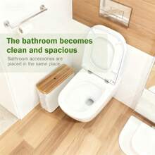 Bamboo Toilet Paper Holder With Cover, Foldable Tissue Box Organizer With Base, Holds Up To 9 Extra Large Toilet Paper Rolls, Laundry Basket - Multicolor - View 5