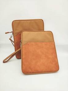 1pc Polyester Material Pink Lightweight Zipper Large Capacity Multi-Layer Electronic Notebook With Padded Travel Protective Case, Suitable For 8"/11"/12.9" Tablets - Brown - View 3
