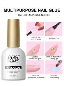 peacecolor 15 piezas Juego de pegatinas de uñas de gel cuadradas cortas - 150 piezas de pegatinas de manicura francesa mate en rojo, marrón y nude, 10ml de gel de uñas, base, top coat, lámpara de uñas, suministros de arte de uñas DIY para regalo de mujeres - Multicolor - Ver 6