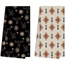 2PCS  Boho Western  Bull Skull Cactus Dish Towels  18x26 Es, Soft Polyester Kitchen Bathroom Hand Towels With Sun,, And Geometric Patterns, Machine Washable, Western Decor Towels  Bohemian Kitchen Decor  Polyester Dish Towels, Dish Towels For Kitchen 8J1A - 2pcs - View 15