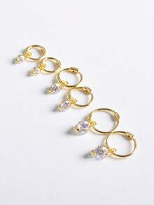 1件S925纯银肚脐环，6/8/10毫米时尚简约单颗锆石个性化肚脐穿刺饰品，女士款 - 單顆耳環配件 - 查看 4