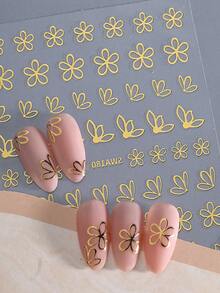 2片金属镂空花朵美甲贴纸 浪漫古铜金银色花瓣自粘贴花 美甲装饰 美甲配件 女士女孩DIY情人节和春季美甲设计 美甲用品 - 彩色 - 查看 5