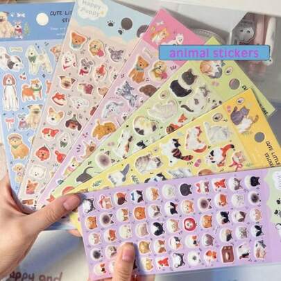 1pc/Set Animal Stickers, Self-Adhesive, Funny Dog And Cat Decorative Stickers, DIY Scrapbooking Materials, Self-Adhesive Stickers, Suitable For Scrapbooks, DIY Crafts, Phone Cases, Notebooks, Albums, Bags Decoration - Tanned Kitty/Stickers>Candy/Kittens/Kids