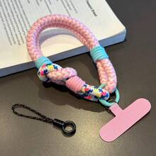 2026 Frühlingsfest, Valentinstag Handyband, kreative farbige gewebte Handyband kurze Handgelenksschnur Baumwolle doppelstrang Sicherheits Anti-Verlust Clip Handykette, geeignet für Outdoor-Reisen, Wandern, für Männer und Frauen, kurze Seil Handyhalter, Smartphone Armband, Smartphone Schutzhülle Band, Schlüsselanhänger