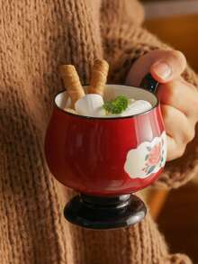 DearDali 1 pezzo Tazza da caffè in ceramica vintage con motivo floreale francese, tazza originale con stelo alto, tazza creativa con manico a forma di cuore, adatta per uso domestico, ufficio e feste, tazza da tè in ceramica di alta qualità per latte e caffè - Multicolore - Visualizzare 8