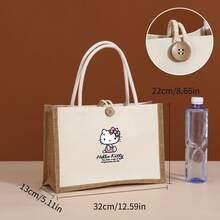 1个帆布亚麻拼接手提袋，空白手工礼品袋，购物袋