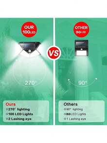 1/2/4/6/8 件装 100 LED 太阳能壁灯，户外太阳能灯，太阳能路径灯，花园灯，超亮太阳能户外灯，3 种模式太阳能运动传感器灯，户外太阳能围栏灯，花园庭院户外安全灯，非常适合万圣节、圣诞节、感恩节礼物