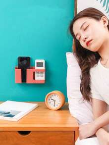 1/2pcs Wall Mounted Remote Control Storage Box, No Drilling Needed, Home Use AC TV Phone Charger Organizer Rack - Multicolor - View 5