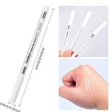 2套白色纹身和永久化妆皮肤标记笔、眉笔和定位测量工具，适用于整形外科 - 白色 - 查看 5