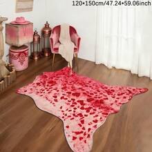 1 buc. Covor decorativ de Ziua Îndrăgostiților, cu imprimeu leopard roz neregulat, cașmir artificial, bază albă, material moale și confortabil, rezistent la decolorare și șifonare, potrivit pentru sufragerie, dormitor și alte decorațiuni de cameră - Multicolor - Vizualizare 6