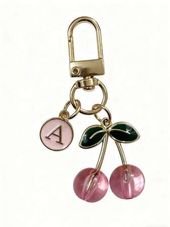 พวงกุญแจเชอร์รี่ส่วนบุคคลพร้อมจี้ประดับตัวอักษร, พวงกุญแจโลหะผสมสังกะสีน่ารักและทันสมัย, ของขวัญสำหรับเด็กผู้หญิง, คุณแม่