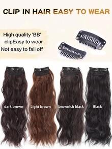 10-14英寸水波纹夹式接发片 | 隐形无缝顶部假发片，适合细软发质，耐热卷曲合成纤维，瞬间增加发根蓬松度 - 彩色 - 查看 5